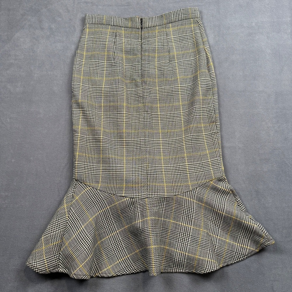 New York & Company Plaid Ruffle Mermaid Flare Skirt Grunge Y2K Academia Size 6 - Picture 5 of 13